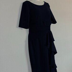 Betsy Adam Long Cascade Blue Dress Size 6 Formal Evening Prom USA Made